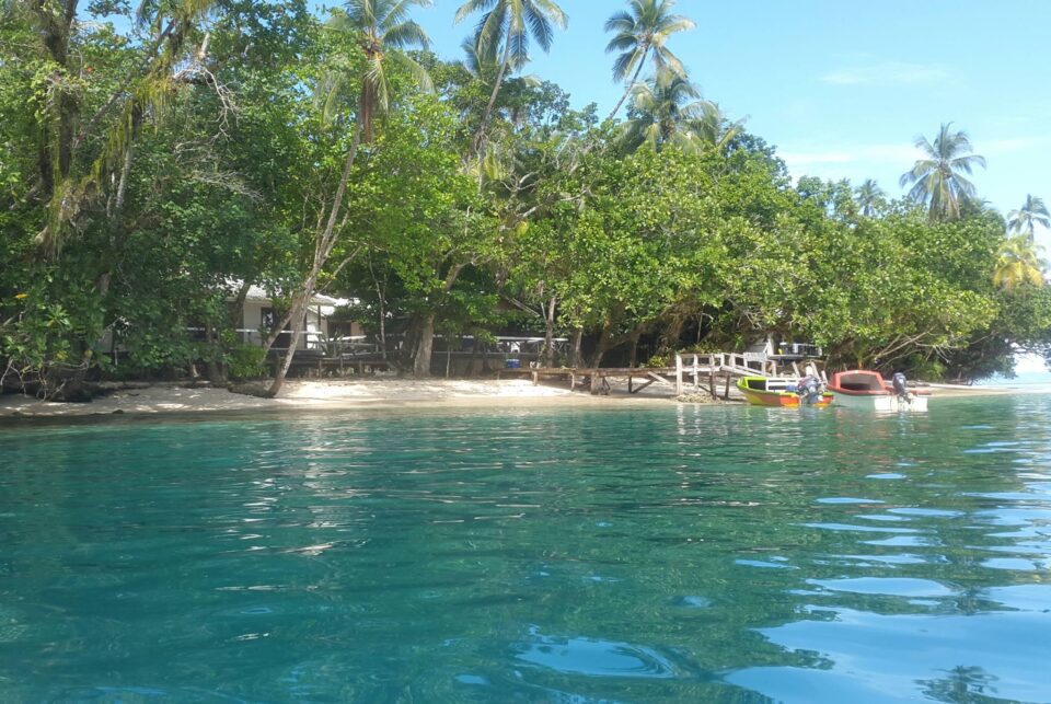 Beach view of Evis Resort, Solomon Islands