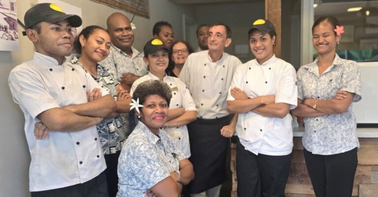 Chef Philippe with team in Fiji