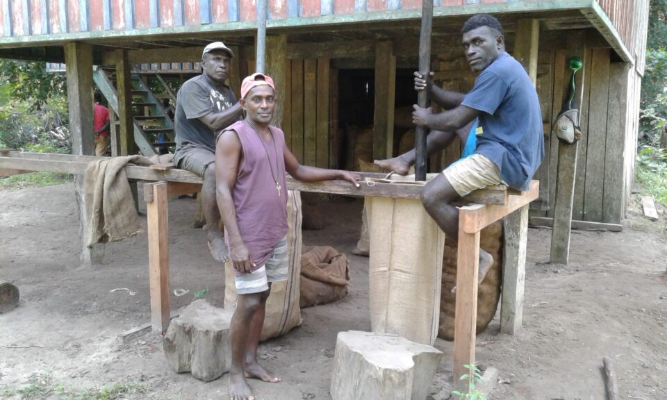 Baeto Enterprises workers at timber workshop, Solomon Islands
