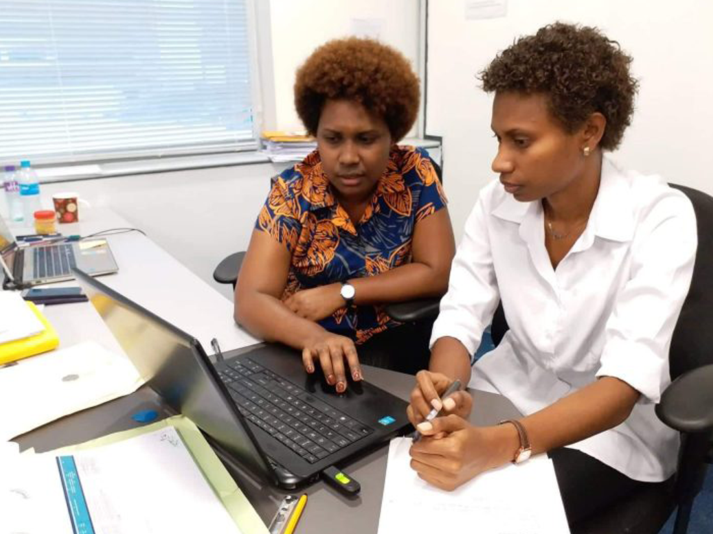 A woman is explaining the tasks for the new project to another one