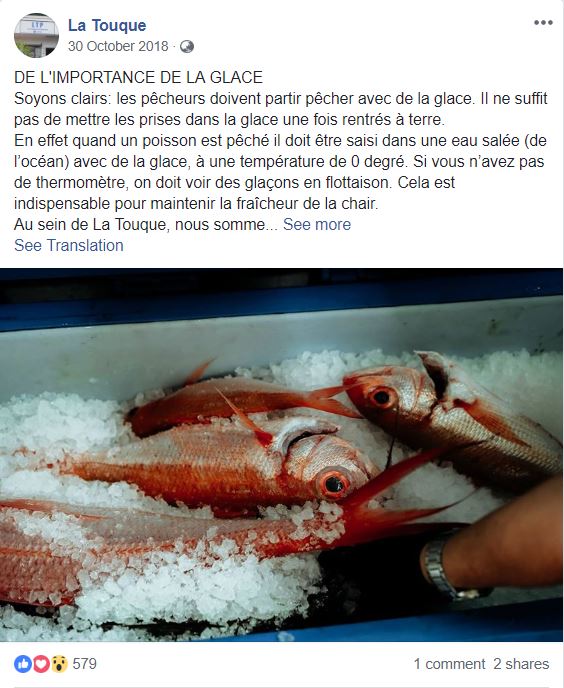 post on social media with seafood image