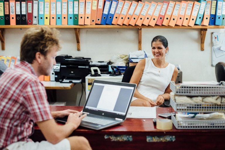 accountant serving his client in the office