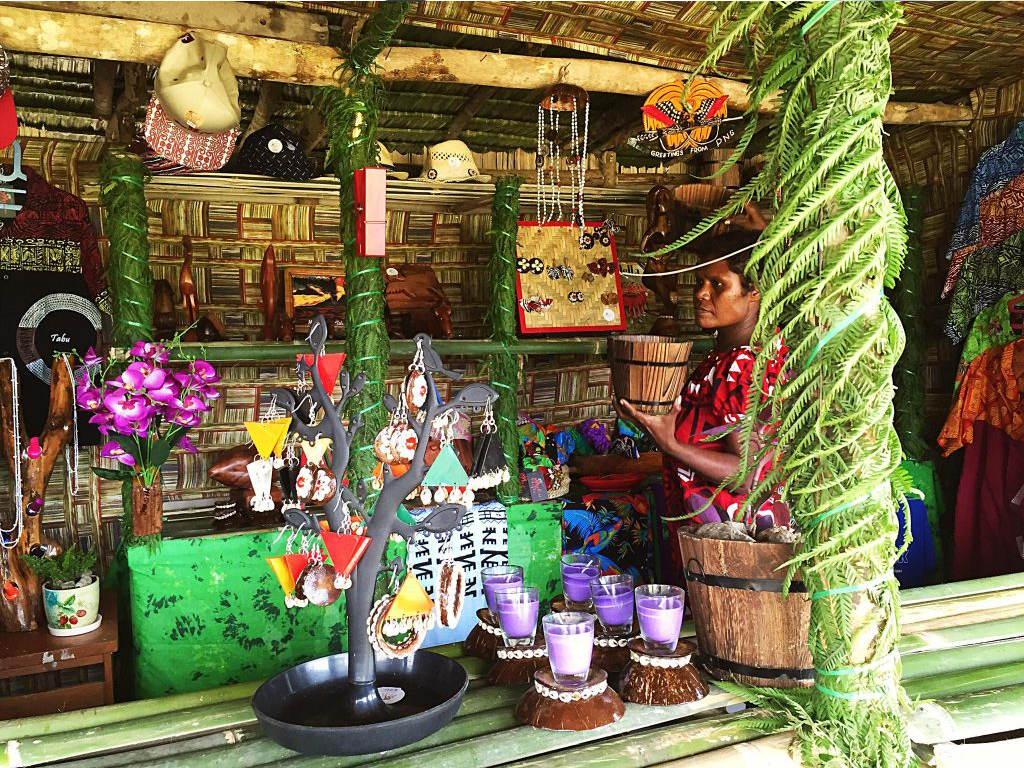 A woman selling handmade native products