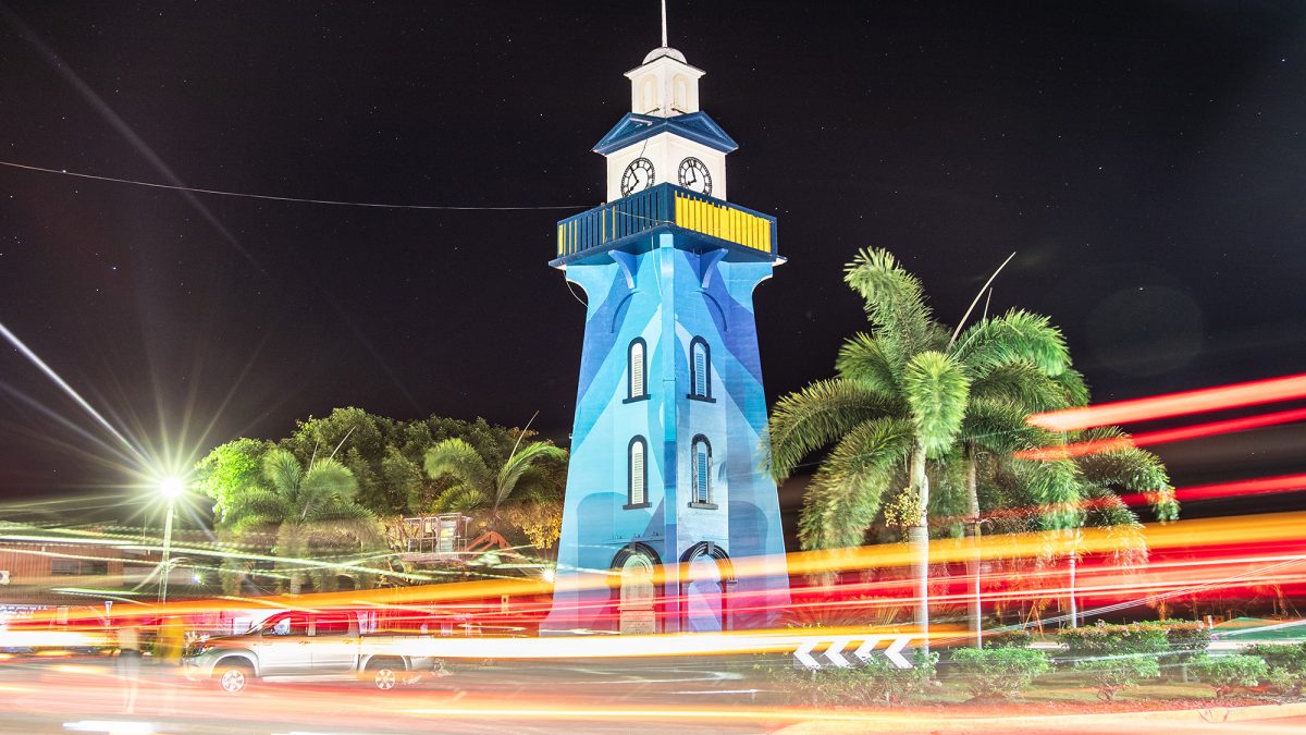 Clock house built in front of the street