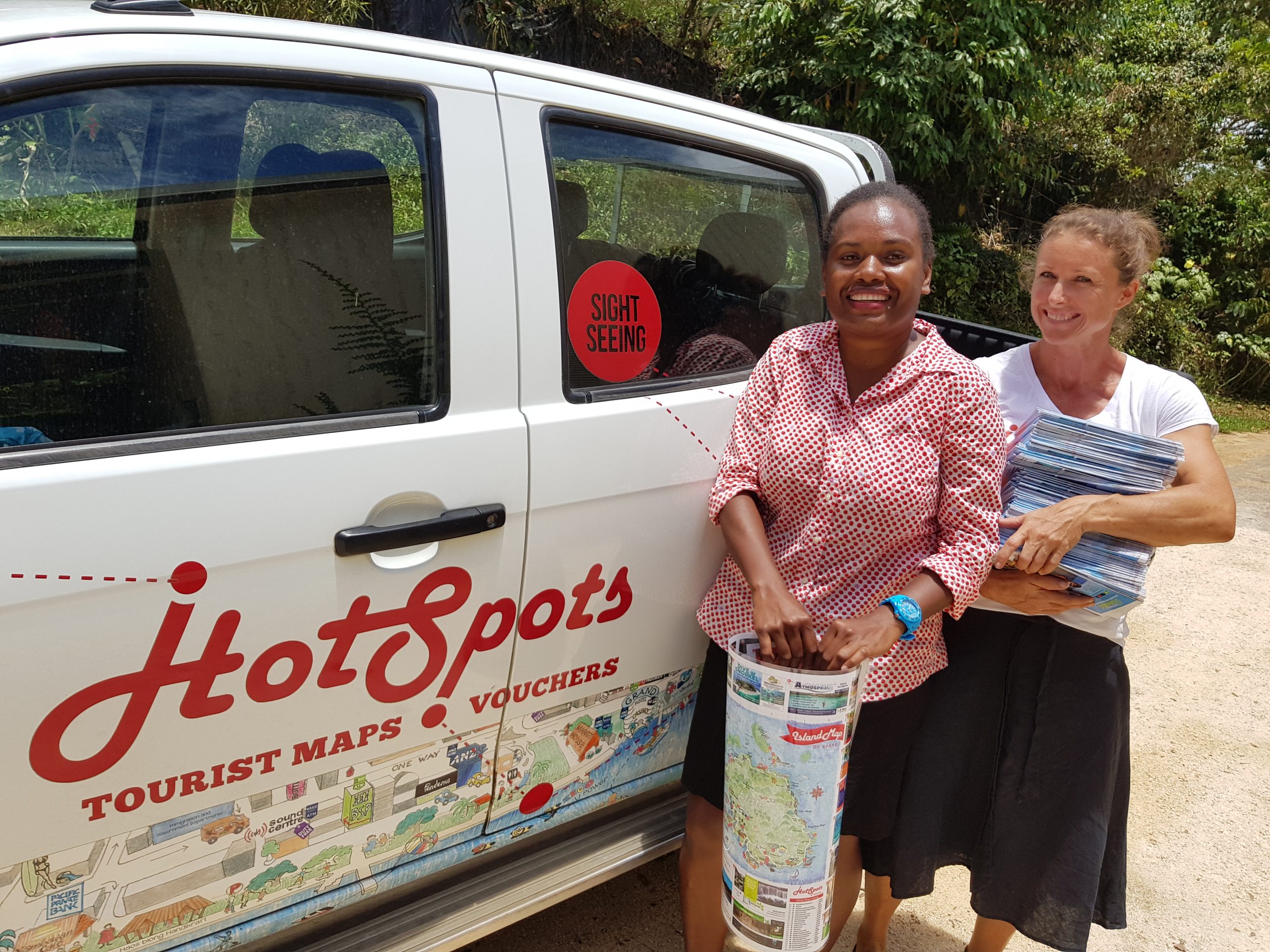 Women workers are waiting for the tourist car