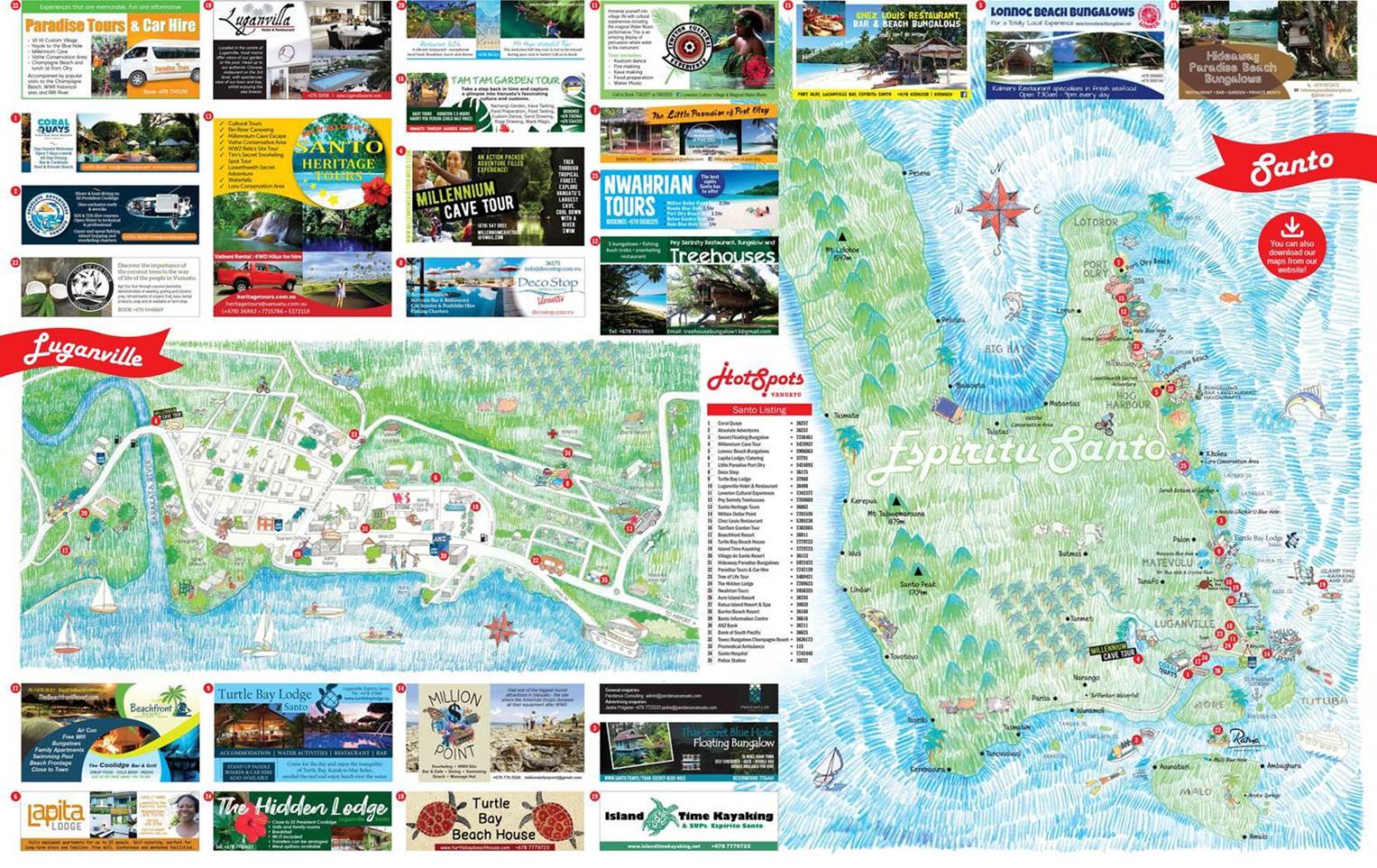 Hotspots Tourist information brochure of the Espiritu Santo