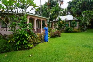 Jacinta standing in front of Talanoa Fales