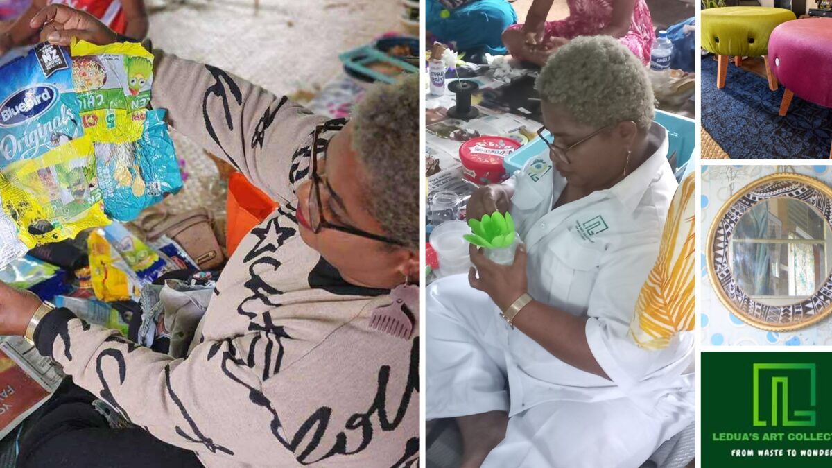 Collage of Ledua’s Art Collection recycled art Fiji