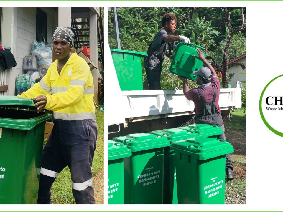 Collage of Cheroa Waste Management Services team collecting waste