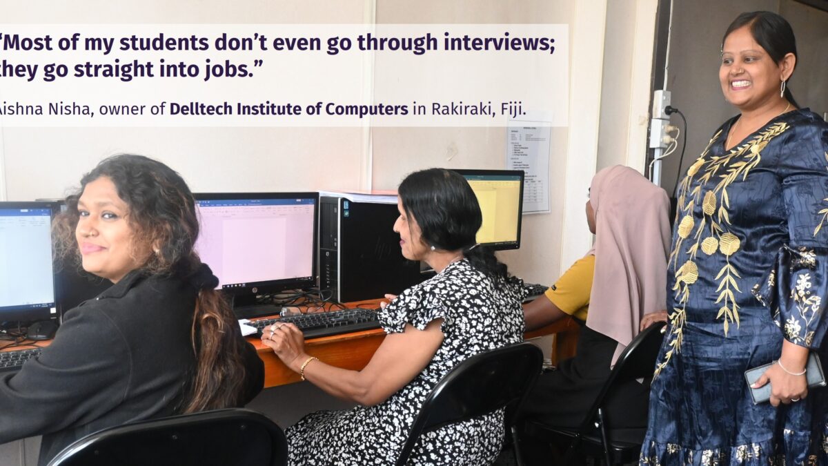 Delltech Institute of Computers Fiji Aishna Nisha with Students